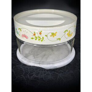 Vintage Pyrex "Wildflower" Pattern glass Canister with white plastic Lid